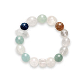 OZ  Dorothy Series MC1000 Designed Elegant Blue Kyanite Clear Quartz Aquamarine Bracelet - Healing Gemstone Gift